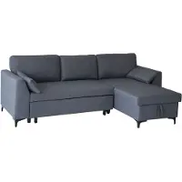 Happy Garden Canapé d'angle convertible LOGAN 3 places gris chiné