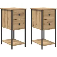 vidaXL Cabinet de chevet 2 pcs chêne artisanal 32 x 42 x 70 cm