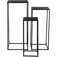 Mica Decorations Lot de 3 tables gigognes en métal noir