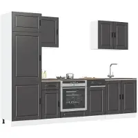 vidaXL Ensemble d'armoires de cuisine Porto 7 pièces noir bois composite