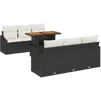 vidaXL Ensemble de canapé de jardin avec coussins avec coussins 7 pcs noir et crème