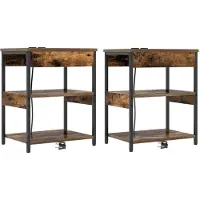 vidaXL Cabinet de chevet 2 pcs Chêne fumé Bois d'ingénierie