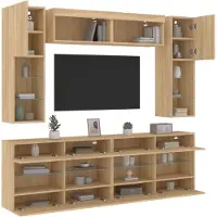 vidaXL Meuble TV 6 pièces avec lampes LED Chêne Sonoma