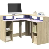 vidaXL Bureau LED Chêne Sonoma 130x130x91 cm Matériau dérivé du bois
