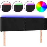 vidaXL LED Tête de lit noir 147x16x78/88 cm velours