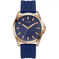 GUESS Montre à affichage analogique bleu marine / or