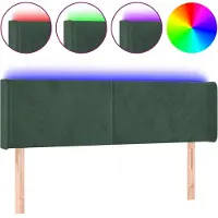vidaXL Tête de lit LED vert foncé 147x16x78/88 cm velours