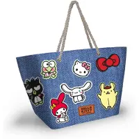 KARACTERMANIA Sac de Plage Soleil - Hello Kitty Stickers - Bleu - Taille Unique