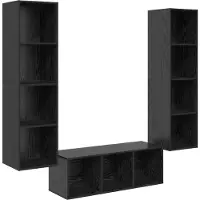 vidaXL Ensemble de meubles TV 3 pcs Noir imitation chêne Matériau dérivé du bois