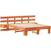 vidaXL Cadre de lit avec tête de lit Marron 120 x 200 cm Pin massif