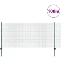 vidaXL : Clôture en fil barbelé soudé avec poteaux, 100 x 1 mètre, couleur verte