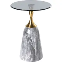 Beliani Table D'appoint Carter Verre De Sécurité Marbre Gris