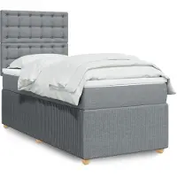 vidaXL Lit boxspring avec matelas gris clair 100x200 cm Tissu