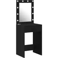 vidaXL Table de maquillage , noire, imitation chêne, 50 x 41 x 135 cm