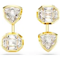 Swarovski Boucles D'oreilles Transformables Imber, Design Asymétrique, Tailles Variées, Blanches, Placage De Ton Or