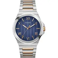 GUESS Montre à affichage analogique 'VINYL' bleu marine / bronze / argent