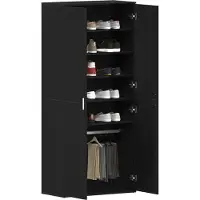 vidaXL Cabinet à chaussures Noir 80 x 39 x 180 cm Bois d'ingénierie