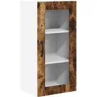 vidaXL Armoire murale en verre LUCCA, chêne fumé, 40 x 31 x 80 cm