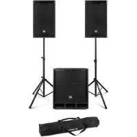 Power Dynamics Combo1500 set met statieven - 2.1 actieve speaker set met Bluetooth - 1500W (Actif, Subwoofer actif), Haut-parleur PA, Noir