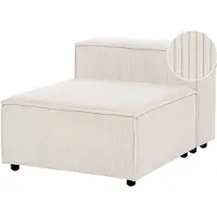 Beliani Module Fauteuil Ardal Velours Côtelé Blanc Cassé