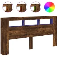 vidaXL Tête de lit LED chêne fumé 200x18,5x103,5 cm Bois composite