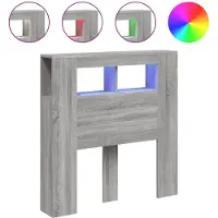 vidaXL Tête de lit LED Gris Sonoma 100x18,5x103,5 cm Bois composite
