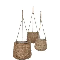 Mica Decorations Pot suspendu Avalon - Lot de 3 - H90 x Ø30 cm - Seagrass - Light brown