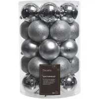 Décoris 34 PALLINE DI NATALE ARGENTO ASSORTITE ALBERO DI NATALE ADDOBBI DECORAZIONI