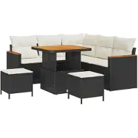 vidaXL Ensemble de canapés de jardin , 8 pièces, 5 places, noir, en résine tressée