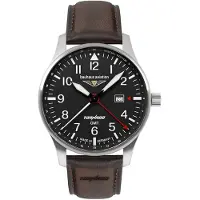 Bauhaus 2744-2 Montre-bracelet pour homme Aviation GMT Tornado Marron/Noir