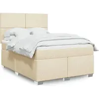 vidaXL Lit boxspring avec matelas Crème 140x190 cm Tissu