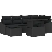 vidaXL Ensemble de canapé de jardin avec coussins 7 pcs noir