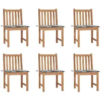 vidaXL Chaises de jardin 6 pcs. avec coussins teck massif