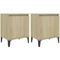vidaXL Tables de chevet avec pieds en métal chêne sonoma 40x30x50 cm