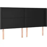 vidaXL Tête de lit avec oreilles Noir 203x16x118/128 cm Similicuir
