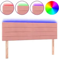 vidaXL LED Tête de lit rose 144x5x78/88 cm velours