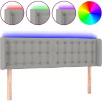 vidaXL Tête de lit LED gris clair 147x16x78/88 cm Tissu
