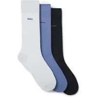 BOSS Lot de trois paires de chaussettes mi-mollet en maille stretch