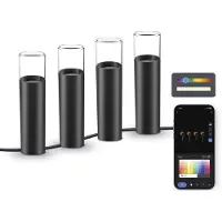 Ksix Set 4 balises SmartLED Outdoor, incl. WiFi + APP, 12W, 200 lumens, RGBWIC, IP65, extensible, piquets inclus