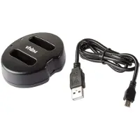 VHBW Chargeur USB double compatible avec Olympus BLS-50, BLS-5, BLS50, PSBLS1, PSBLS5 caméra action-cam + témoin de charge