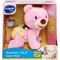 Vtech Peluche interactive Ourson 1 2 3 suis-moi Rose