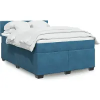 vidaXL Lit boxspring avec matelas bleu foncé 140x190 cm velours