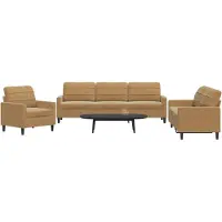 vidaXL Ensemble de canapés 3 pièces avec coussins Marron Velours