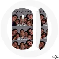 MANIACASE Souris Sans Fil - - Friends Selfie Série - Clé USB WiFi incluse - Compatible Mac et PC - Gris
