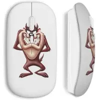 MANIACASE Souris Sans Fil - Taz - Blanc - Compatible Mac et PC - Clé USB WiFi incluse - Ergonomique