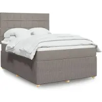 vidaXL Lit boxspring avec matelas Taupe 140x190 cm Tissu