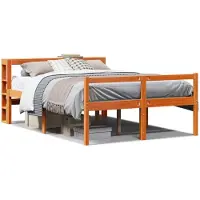 vidaXL Cadre de lit avec tête de lit sans matelas brun cireux 160x200 cm