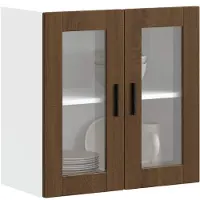 vidaXL Armoire suspendue de cuisine avec porte vitrée Porto brun imitation chêne