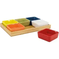 REMEMBER Ensemble de Plats Remember avec Plateau Bois Colour (Lot de 7)