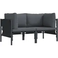 vidaXL Mobilier de jardin avec coussins (lot de 2) Anthracite 80 x 80 x 71 cm Acier